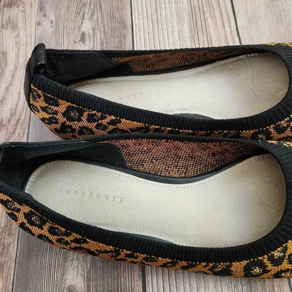 Sanctuary knit Leopard print ballet flats leather lining Sz 7.5‎
